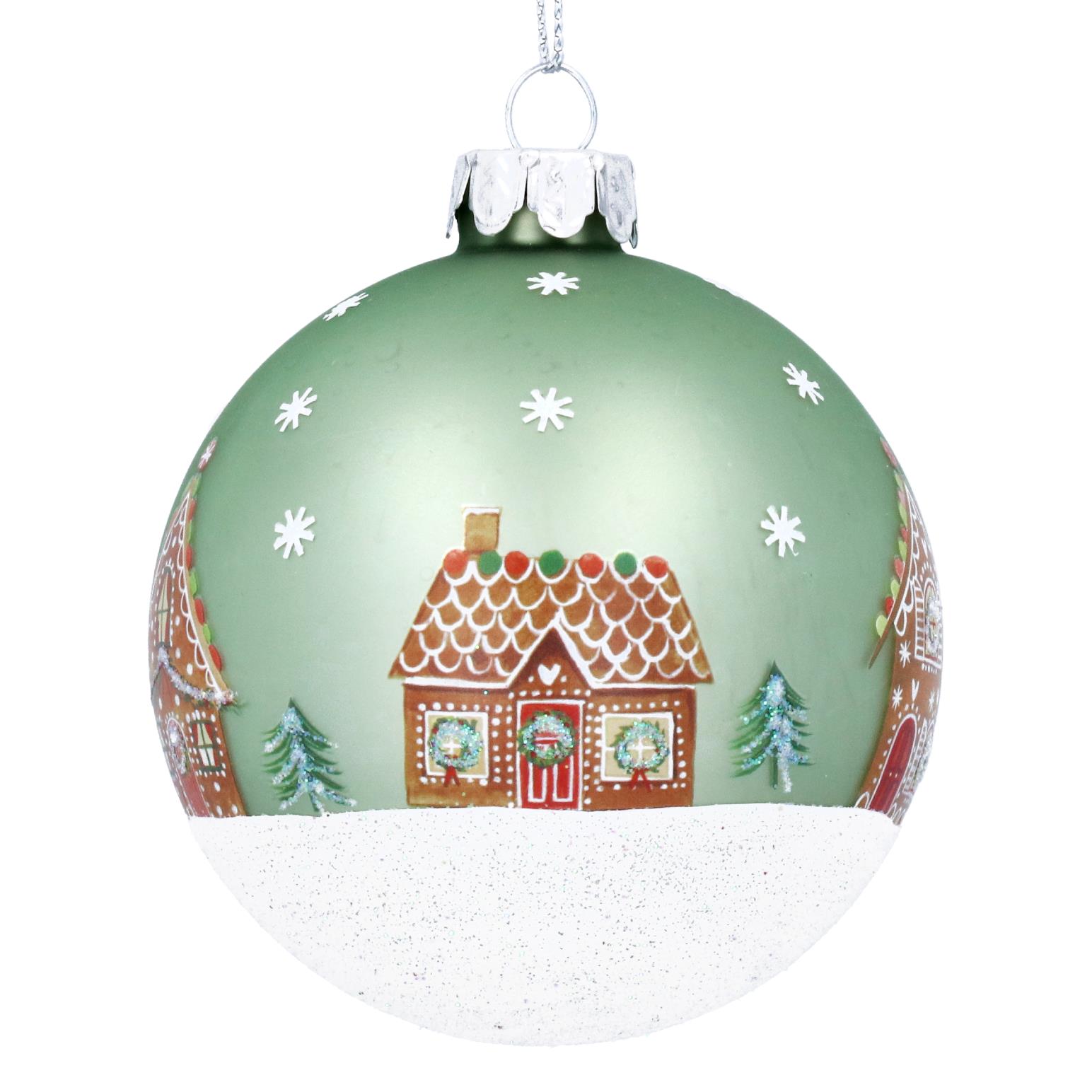 Gisela Graham Glass Ball W Gingerbread House